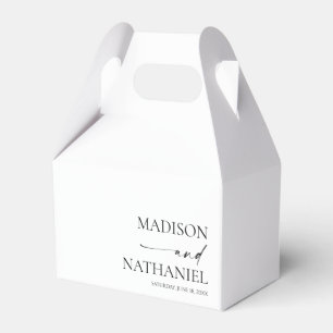 Moderne minimalistische elegante witte zwarte brui bedankdoosjes