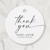 Moderne minimalistische elegante witte zwarte brui bedankjes labels (Voorkant)