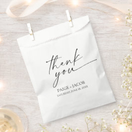 Moderne minimalistische elegante witte zwarte brui bedankzakje