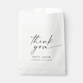 Moderne minimalistische elegante witte zwarte brui bedankzakje (Voorkant)