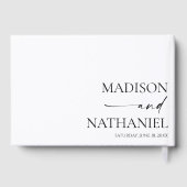 Moderne minimalistische elegante witte zwarte brui gastenboek (Achterkant)