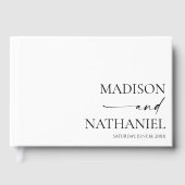 Moderne minimalistische elegante witte zwarte brui gastenboek (Voorkant)