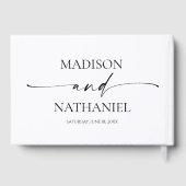 Moderne minimalistische elegante witte zwarte brui gastenboek (Achterkant)