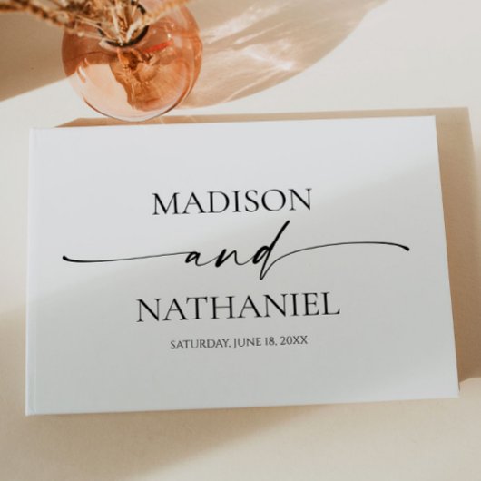 Moderne minimalistische elegante witte zwarte brui gastenboek