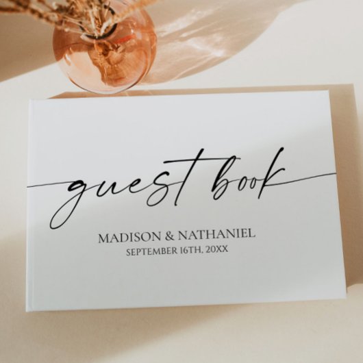 Moderne minimalistische elegante witte zwarte brui gastenboek