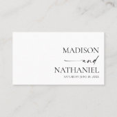 Moderne Minimalistische Elegante Witte Zwarte Brui Plaatskaartje (Achterkant)