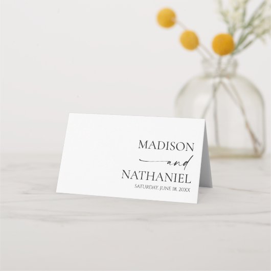 Moderne minimalistische elegante witte zwarte brui plaatskaartje (Achterkant)