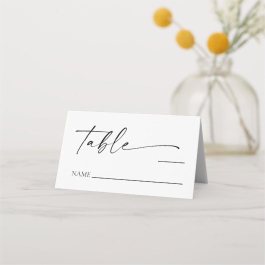 Moderne minimalistische elegante witte zwarte brui plaatskaartje (Voorkant)