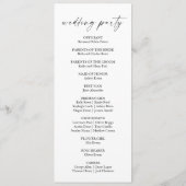 Moderne minimalistische elegante witte zwarte brui programmakaart (Achterkant)