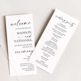 Moderne minimalistische elegante witte zwarte brui programmakaart