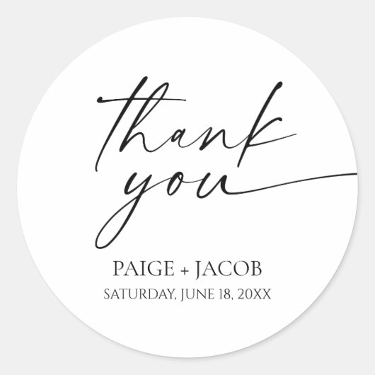 Moderne minimalistische elegante witte zwarte brui ronde sticker (Voorkant)