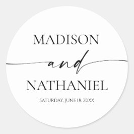 Moderne minimalistische elegante witte zwarte brui ronde sticker