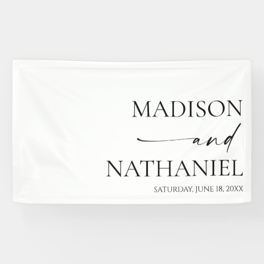 Moderne minimalistische elegante witte zwarte brui spandoek (Horizontaal)