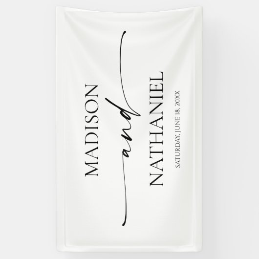 Moderne minimalistische elegante witte zwarte brui spandoek (Verticaal)