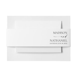 Moderne minimalistische elegante witte zwarte brui uitnodigingen wikkel