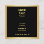 Moderne minimalistische elegante zwart-gouden Sjab Vierkante Visitekaartje (Achterkant)