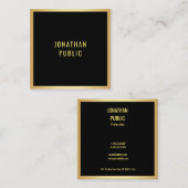 Moderne minimalistische elegante zwart-gouden Sjab Vierkante Visitekaartje (Voorkant / Achterkant)