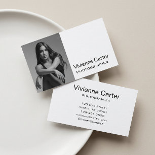 Moderne Minimalistische Elegante Zwart-Wit Fotogra Visitekaartje