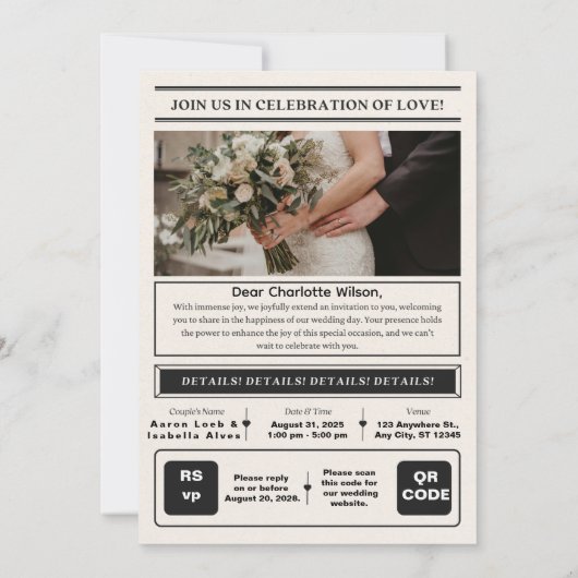 Moderne minimalistische elegante zwart-wit kaart (Achterkant)