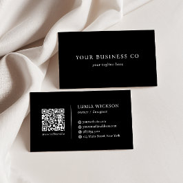 Moderne minimalistische elegante zwart-wit QR-code Visitekaartje
