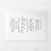 Moderne minimalistische elegante zwart witte bruil drieluik uitnodiging (Cover)