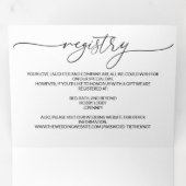 Moderne minimalistische elegante zwart witte bruil drieluik uitnodiging (Binnenzijde eerst)