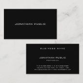 Moderne, minimalistische elegante zwarte glin visitekaartje (Voorkant / Achterkant)
