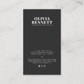 Moderne minimalistische elegante zwarte interieuro visitekaartje (Achterkant)