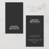 Moderne minimalistische elegante zwarte interieuro visitekaartje (Voorkant / Achterkant)