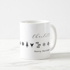 Moderne Minimalistische Elegante Zwarte Witte Kers Koffiemok
