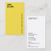 Moderne minimalistische elektronische stijl geel visitekaartje (Voorkant / Achterkant)