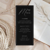 Moderne minimalistische en chique zwart-wit bruilo menu