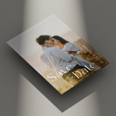 Moderne Minimalistische en Elegante Bosgroene Foto Save The Date