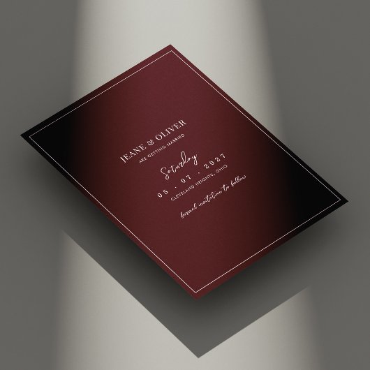 Moderne Minimalistische en Elegante Bourgondië Bru Save The Date