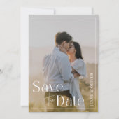 Moderne, minimalistische en elegante groene foto v save the date (Voorkant)