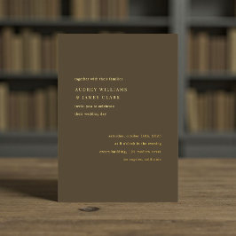 Moderne Minimalistische Espresso Elegante Trouwdag Folie Uitnodiging