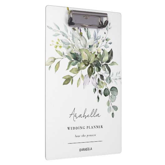 Moderne minimalistische eucalyptus bruiloft planne klembord (Rechts)
