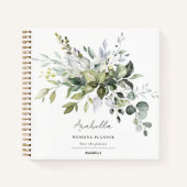 Moderne minimalistische eucalyptus bruiloft planne notitieboek (Voorkant)