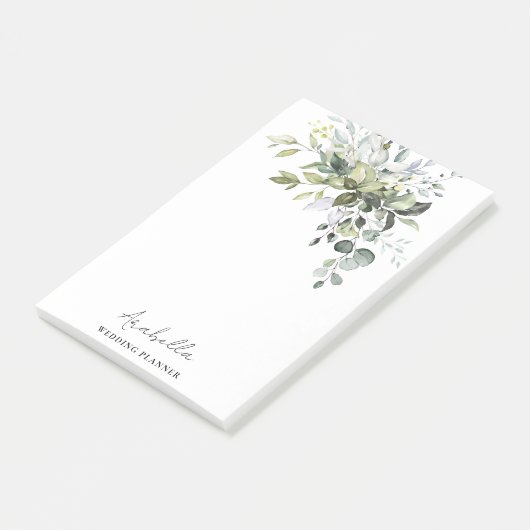 Moderne minimalistische eucalyptus bruiloft planne post-it® notes (Schuin)