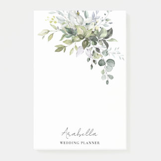 Moderne minimalistische eucalyptus bruiloft planne post-it® notes