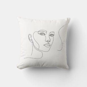 "Moderne minimalistische Face Line Art Pillow" Kussen