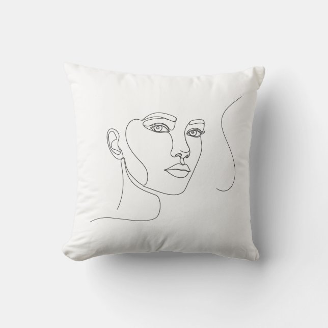 "Moderne minimalistische Face Line Art Pillow" Kussen (Voorkant)