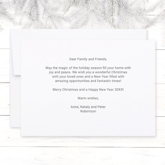 Moderne minimalistische familie 1 foto kerst Kaart