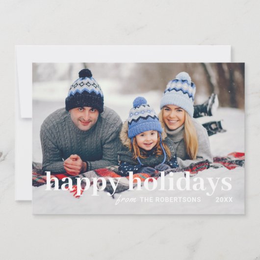 Moderne minimalistische familie 1 foto kerst Kaart (Voorkant)