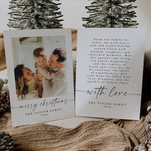 Moderne minimalistische familie foto kerst Kaart