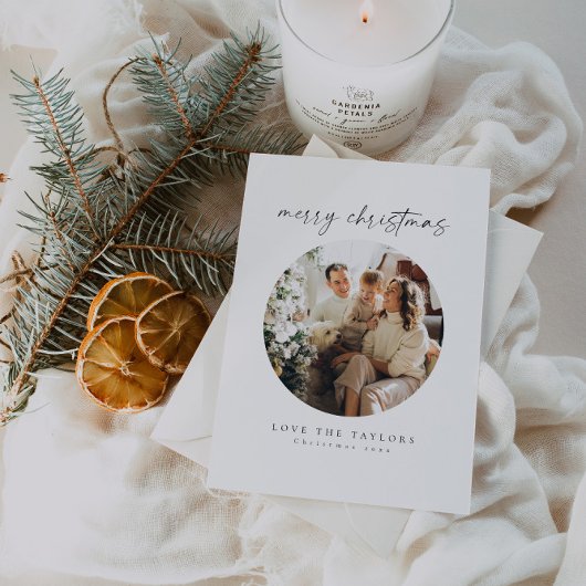 Moderne minimalistische familie foto kerst Kaart