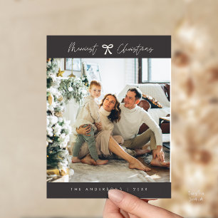 Moderne Minimalistische Familie Foto Navy houtskoo Briefkaart