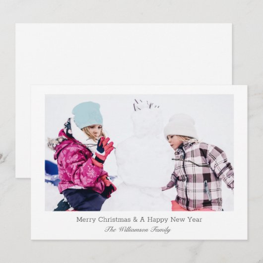 Moderne minimalistische familie kerst foto feestdagenkaart (Voorkant / Achterkant)