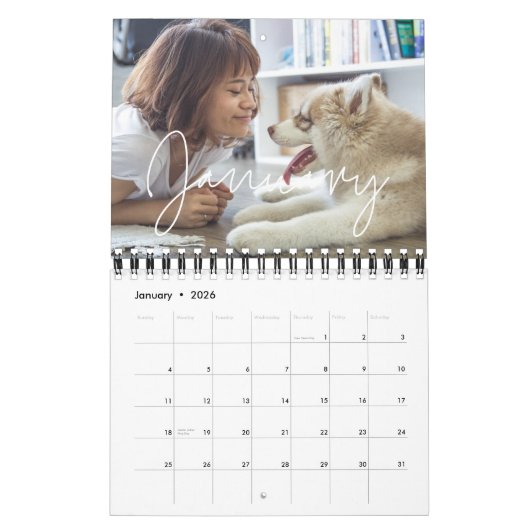 Moderne minimalistische familiefoto 2026 kalender (Jan 2026)