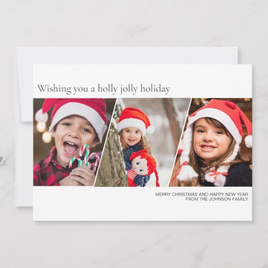 Moderne minimalistische familiefoto feestdagenkaart (Voorkant)